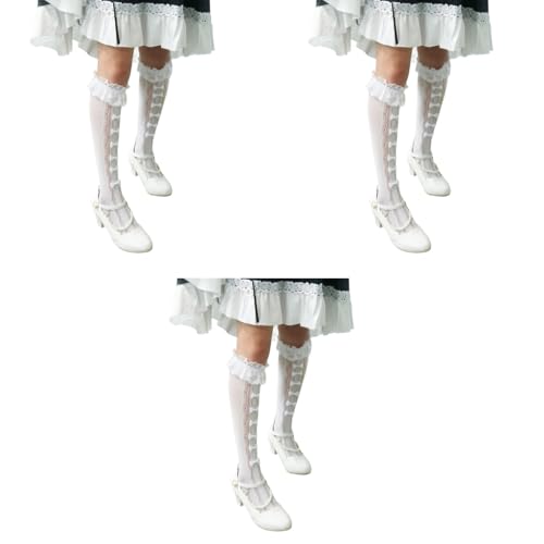 PALAY® Lace Topped Calf-Length Socks for Girls Lolita Fashion Kawaii Bow Summer Breathable Trim Stockings for Jane Shoes Dress Uniform 3 PCS PALAY® Lace Topped Calf-Length Socks for Girls Lolita Fashion Kawaii Bow Summer Breathable Trim Stockings for Jane Shoes Dress Uniform 3 PCS